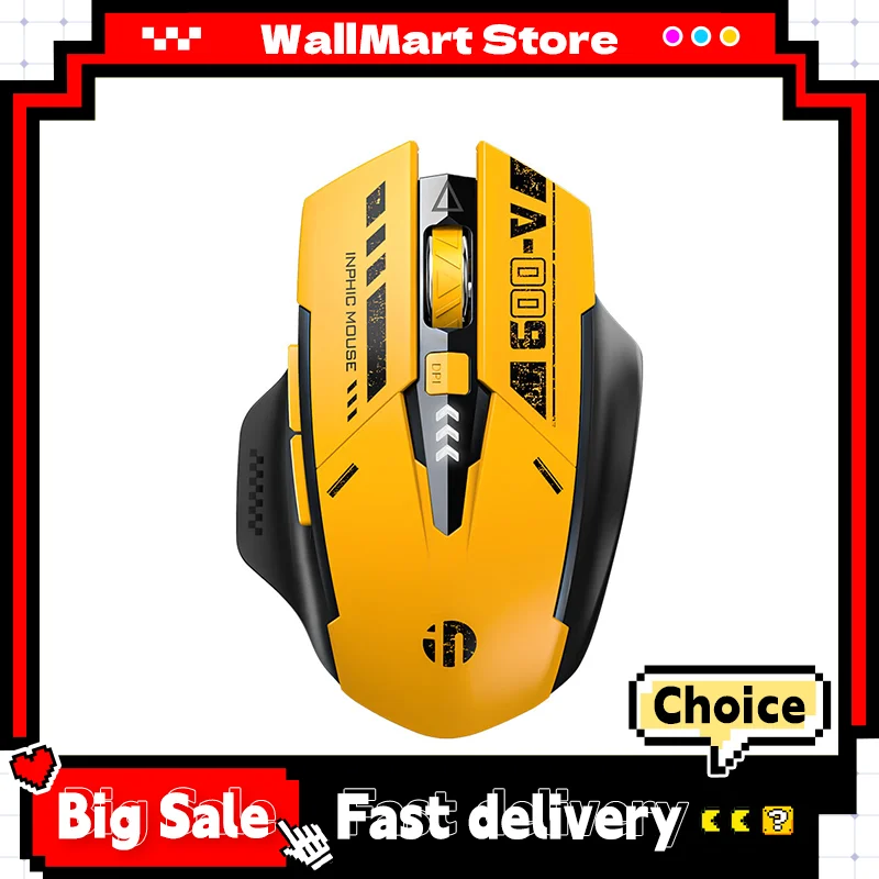 

Inphic A9 2,4G Bluetooth беспроводная бесшумная мышь в стиле mecha механическое ощущение для ПК геймер офисный компьютер аксессуары для ноутбуков Ma