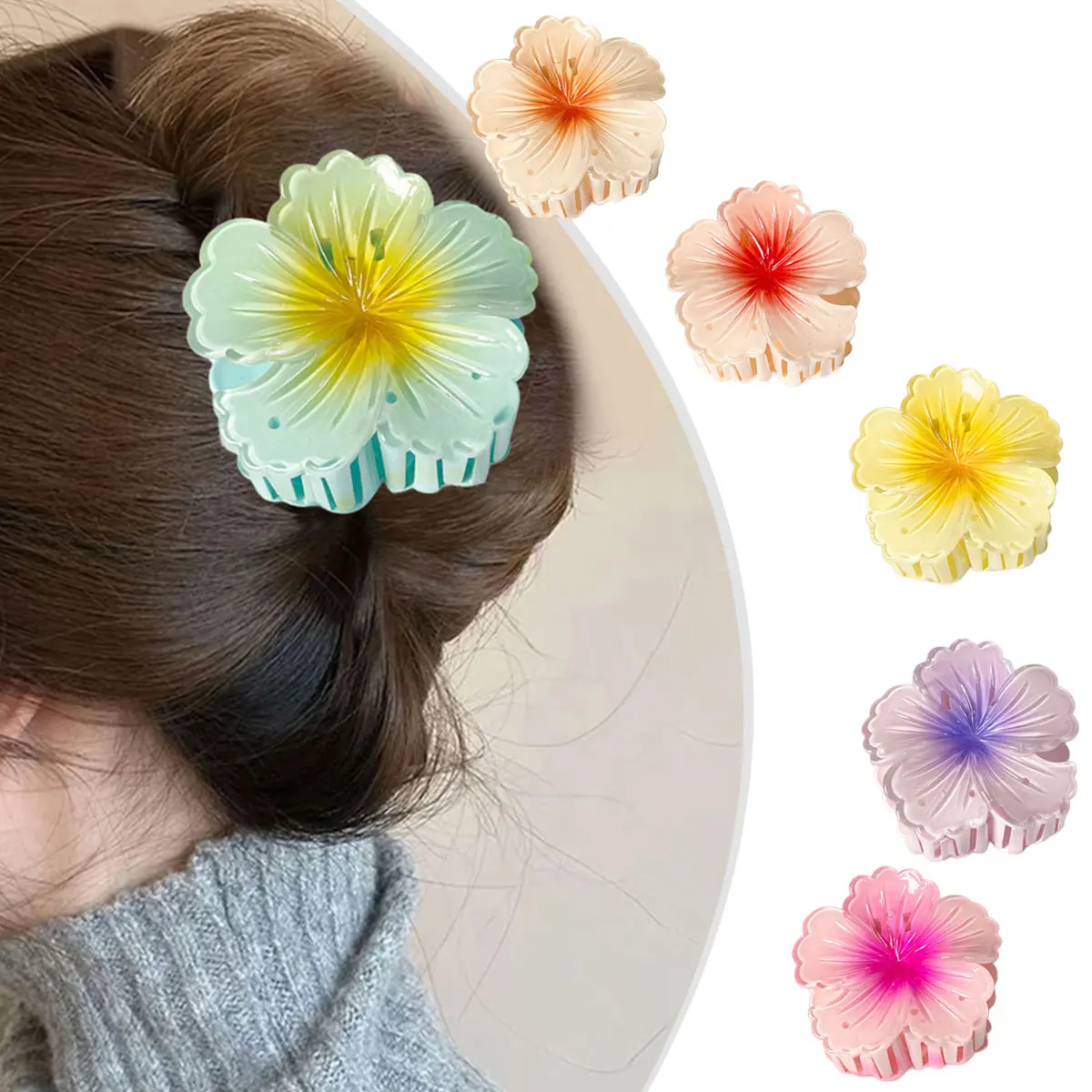 Summer Resort Style Shell Flower Hair Clips Large Shark Scratch Clip Headdress Female Temperament Plate Hair Clip