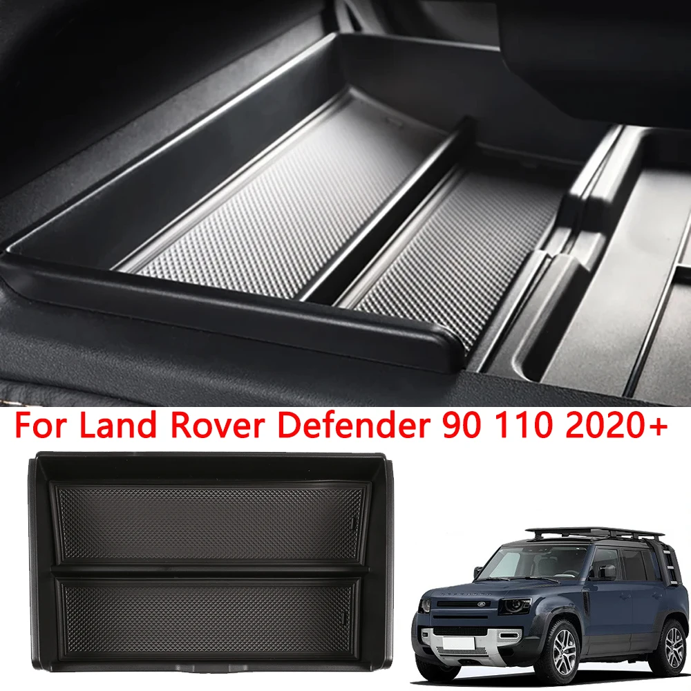 

ABS Car Under Central Console Storage Box Slicone Mat Organizer Tray For Land Rover Defender 90 110 2020 -2023 Auto Accessories