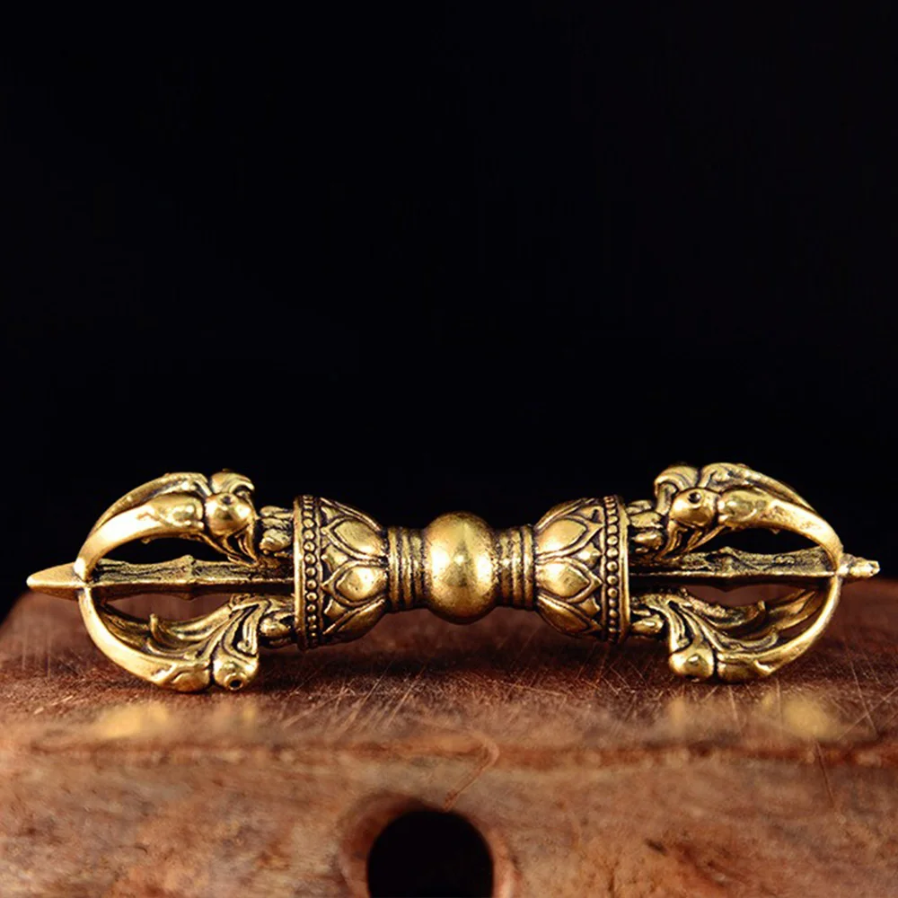 Vintage Messing-Vajra Tibetisch-Buddhistischer Lama-Dorge Dekor Handgeschnitzte Religiöse Gegenstände Feng-Shui-Ornament Sammlerstücke – Detail 2