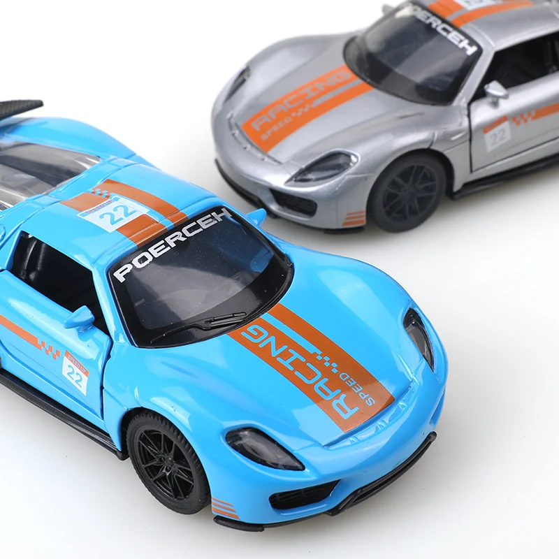 (Encíado) 1/36 coche en miniatura de aleación simulación 918 Porsche coche de carreras vehículo tirar hacia atrás adornos de coche colección juguetes para niños