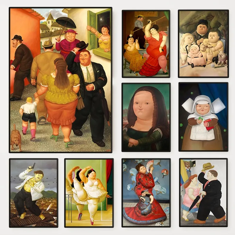 Fernando Botero Dancer Poster Latin American Abstract Human Portrait Canvas Painting Wall Art Picture for Living Room Home De