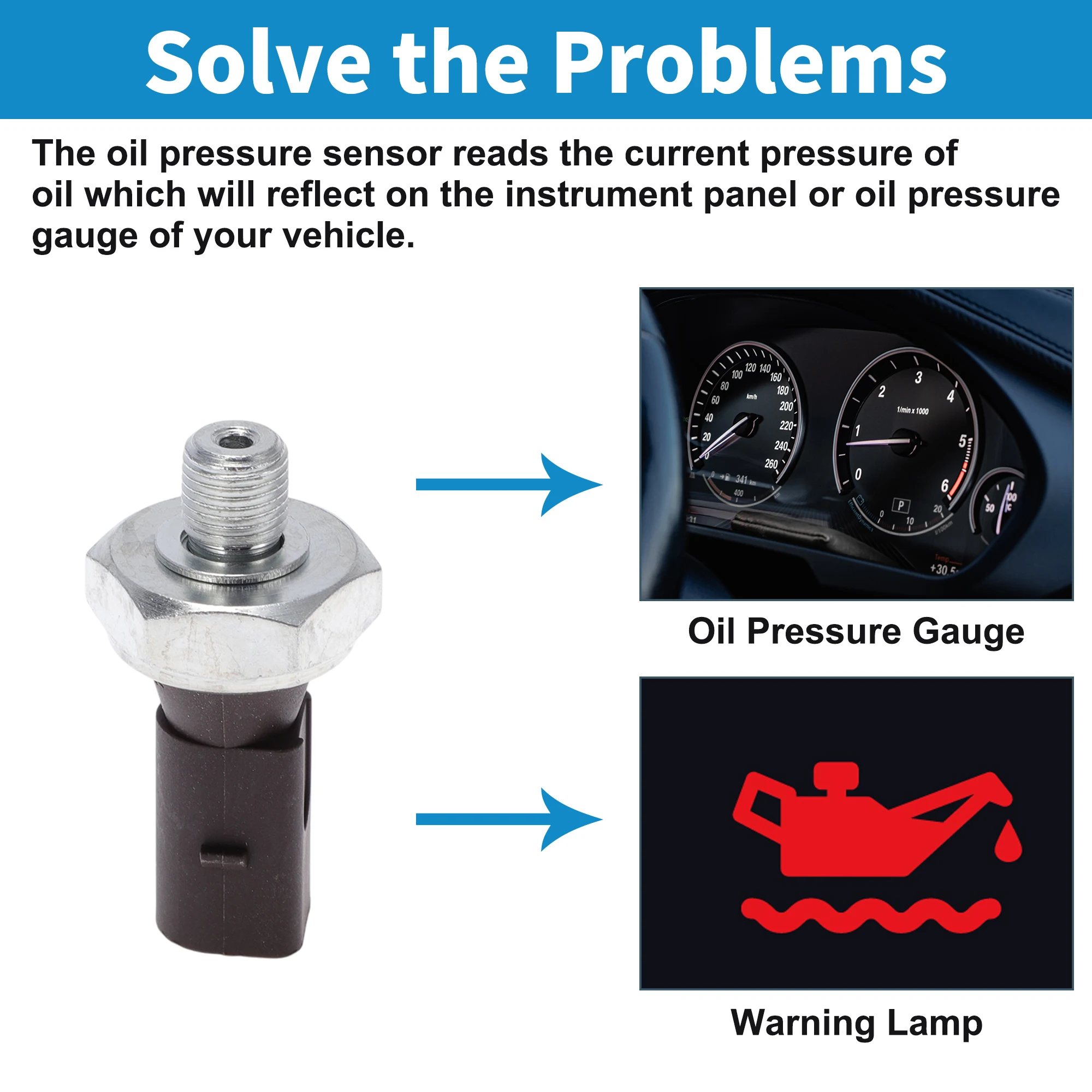 UXCELL No.038919081H/038919081C Engine Oil Pressure Sensor for Audi A3 2.0L 10-13/15