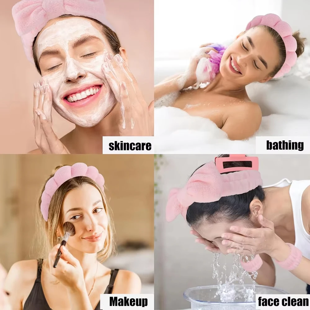 Makeup Headband Set Face Washing Headbands Wristband Tools 3pcs For Women Spa Washing Face Skin Care Hair Bands Tool Accessories