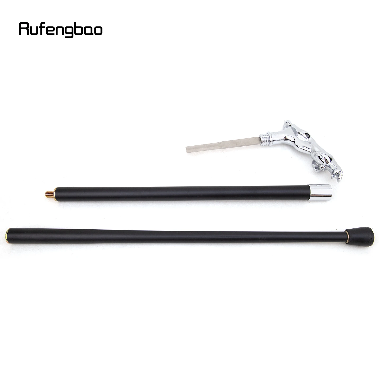 Silver Luxury Leopard Handle Walking Stick with Hidden Plate Self Defense Fashion Cane Cosplay Crosier Stick 93cm