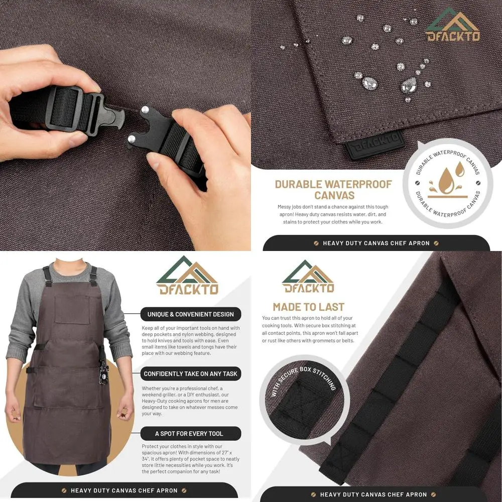 

Canvas Cross-Back Apron for Men: Ideal for Butchers, Bartenders, Grill Masters, Chefs, and Artists