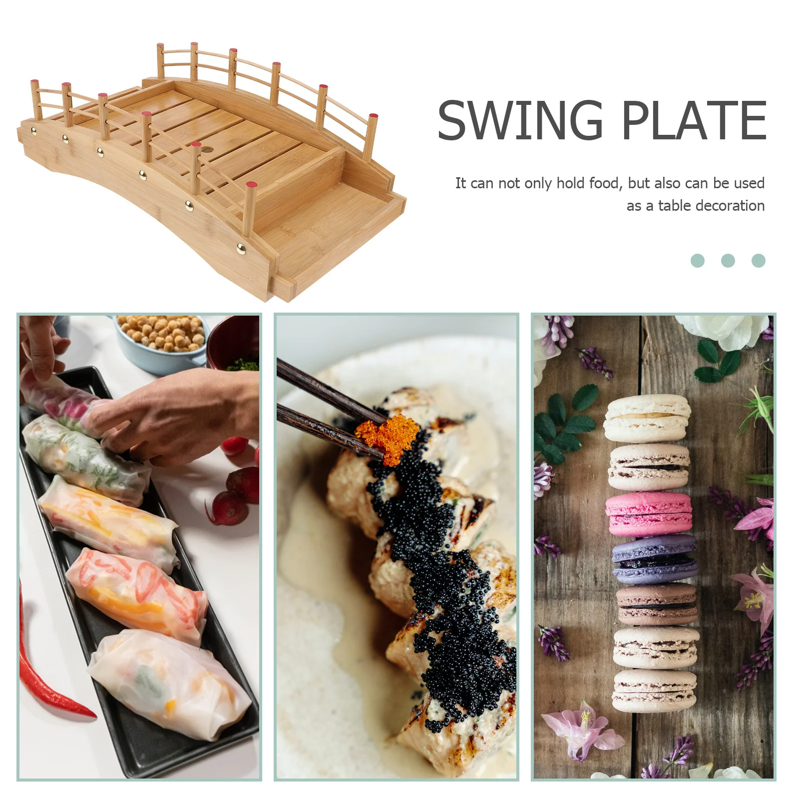 

1Pcs Bamboo Sushi Tray Large Capacity Food Holder Japanese Style Snack Plate Practical Sushi Board Desserts Bridge