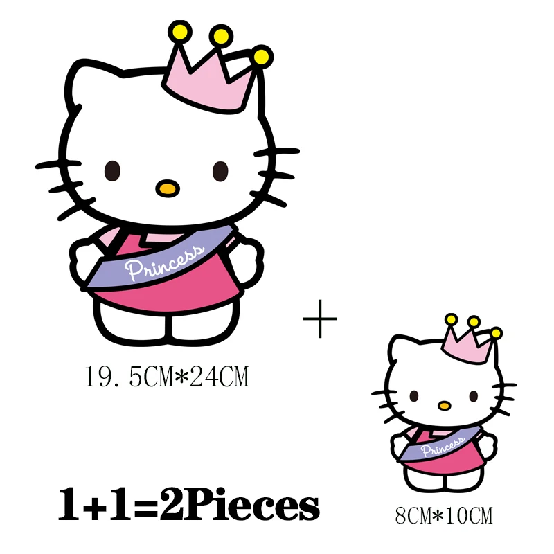 2Pcs/Lot Hello Kitty Cute Heat Thermal Transfer Iron On Patches Ironing Applications For Children's Clothing T Shirt Stickers