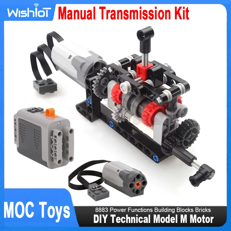 4 Speeds Gearbox MOC High-tech Manual Transmission Kit DIY Technical Model M Motor 8883 Power Functions Building Blocks Bricks