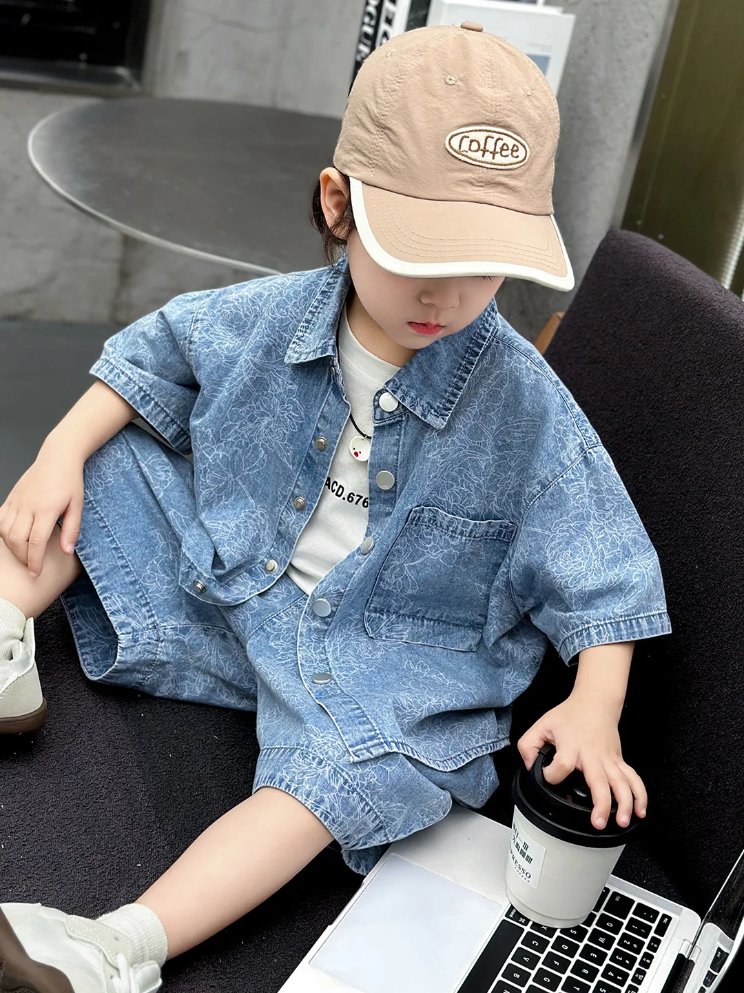 boys'-summer-casual-denim-short-sleeve-two-piece-set-baby-thin-shirt-outfit-korean-style-breathable-comfortable-school-gift
