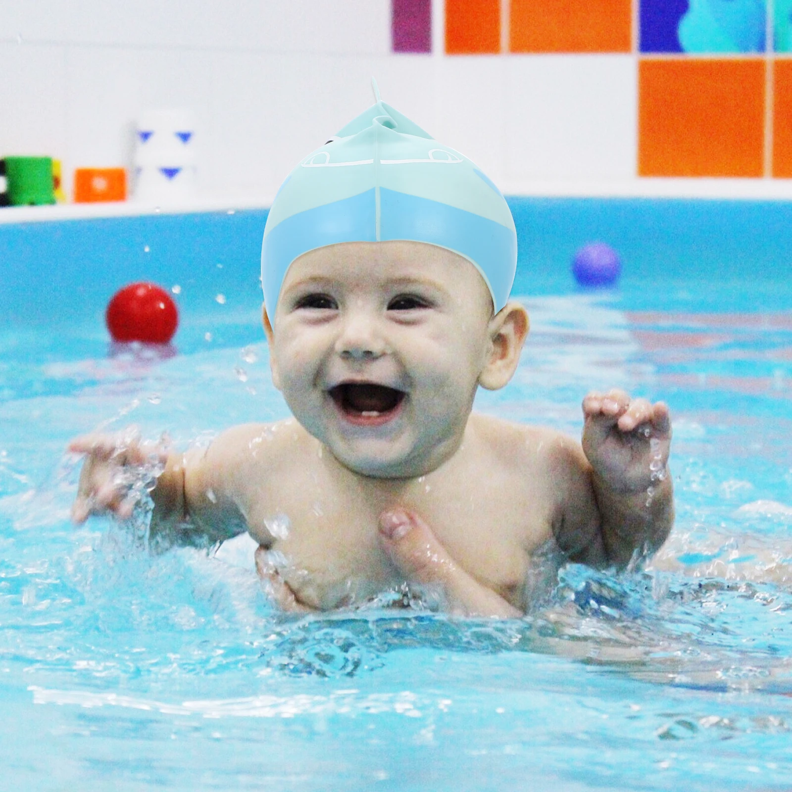 

Silicone Swimming Cap Hat Durable Caps Cartoon Baby Unisex Bath Kids Children Boys Girls
