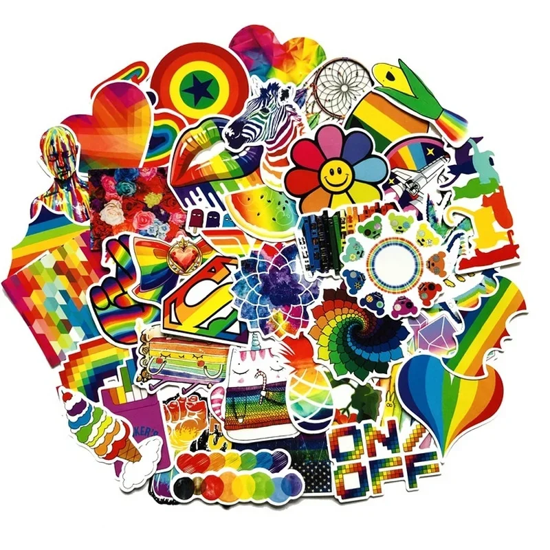 1Sets=60PCS Colorful Stickers Rainbow Love Stickers Suitcase Computer Stickers
