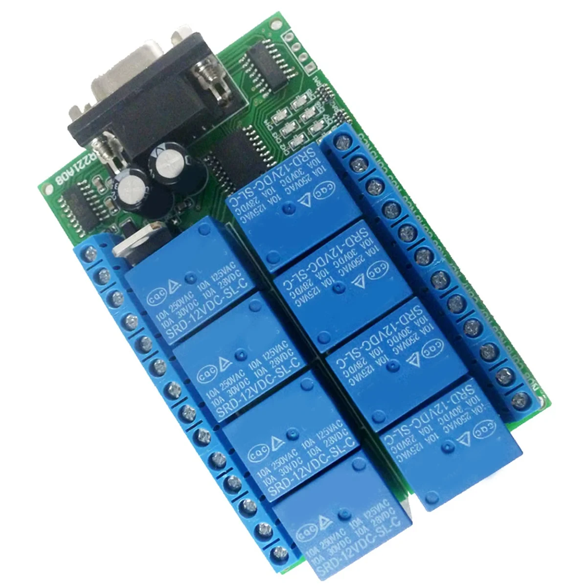

B74A 8-канальная релейная плата RS232, ПК, USB UART DB9, переключатель дистанционного управления для ПЛК, умного дома, гаражных ворот, автомобиля, фермерского двигателя