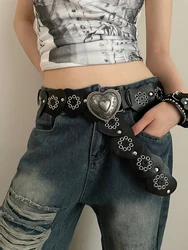 Retro Black Love Belt Woman Slim Waist With Skirt N Street Style Fashion Splicing Design Feeling Waist Cover