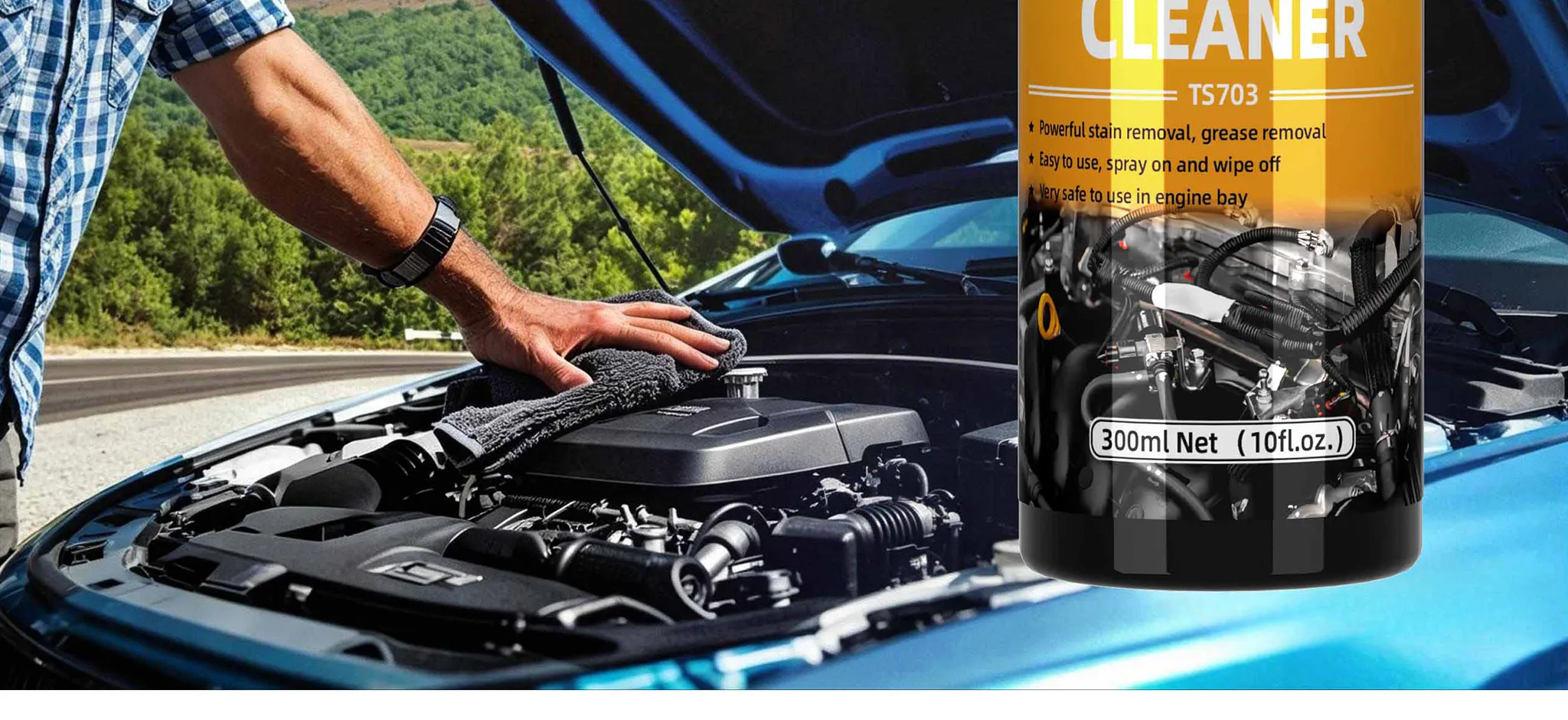 Hydroshine Motorraum-Reiniger Kraftvolle Dekontamination für Auto-Motorraum-Reinigungswerkzeug Schweröl- und Staubreinigungsspray – Detail 2