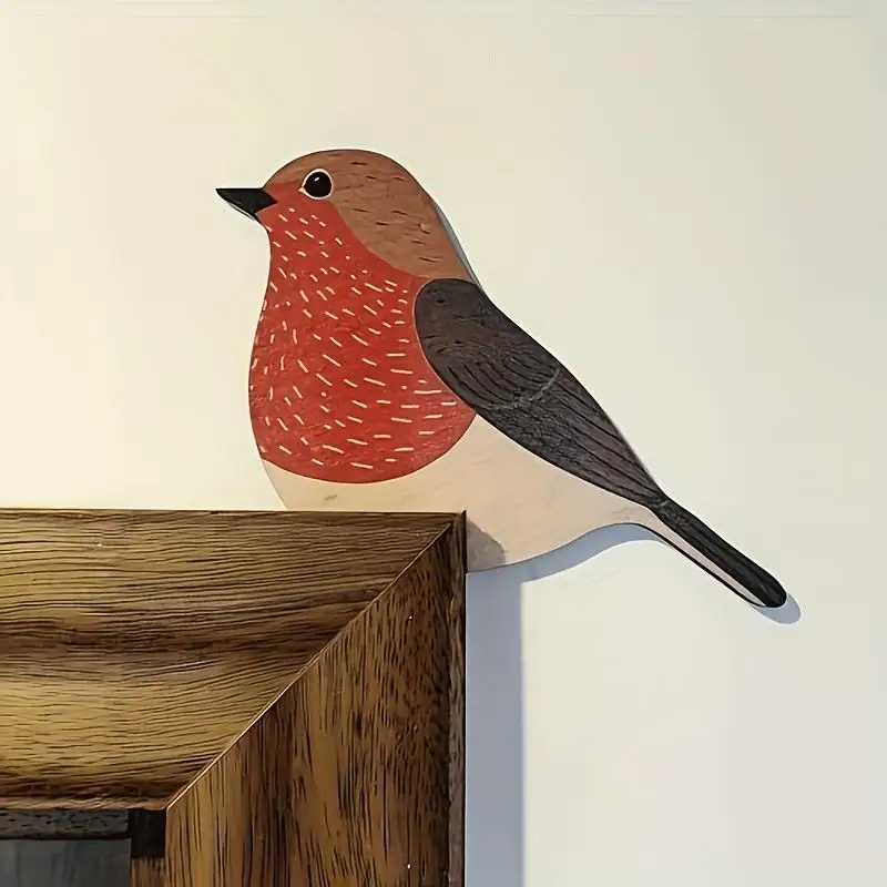 Bohemian Wooden Bird Silhouette Ornaments 4Pack Handcrafted Desk Decorations for Home Office Display