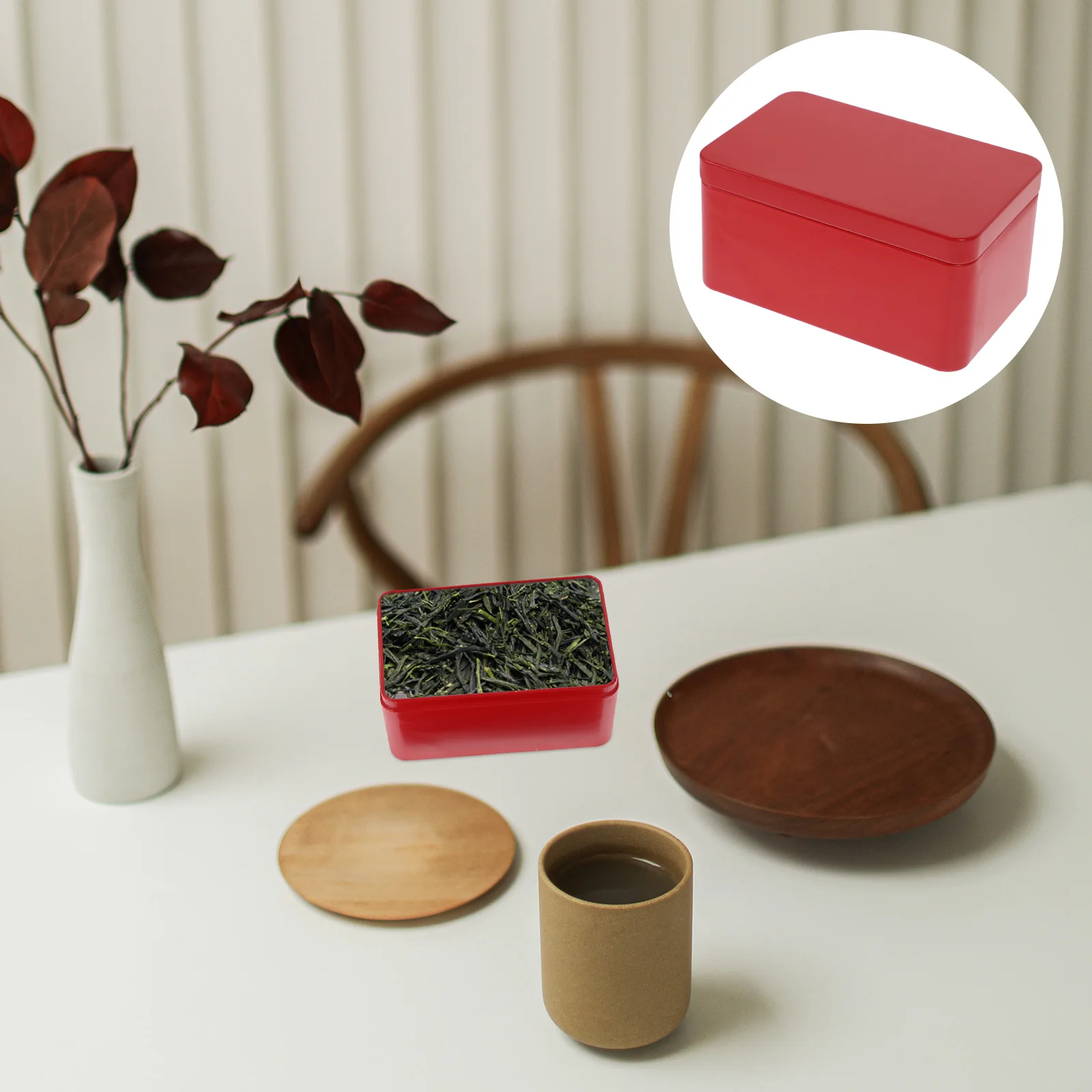 

2Pcs Rectangular Tea Box Tinplate Canister Sealed Lid Multi Functional Household Organizer Bulk Loose Tea Sundries Organizer