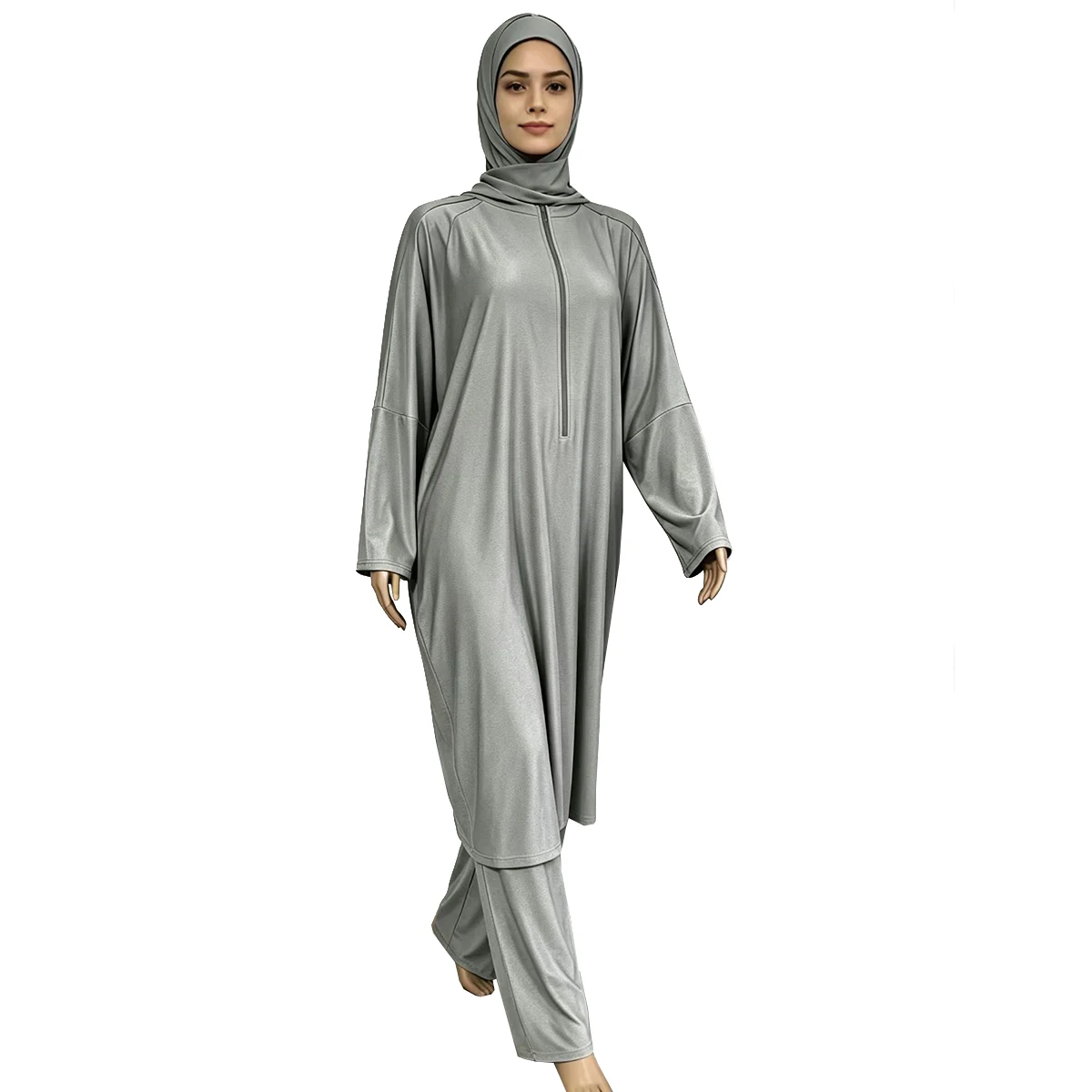 Dubai Muslim Women Three Piece Set Swimsuit Loose Full Length Modest Bathing Suit Beach Pant Top Hijab Swimwear Islamic Turkey