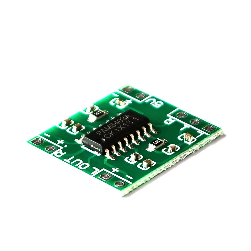 Placa verde PAM8403, placa amplificadora de potencia Clase D 2x3w, placa amplificadora de potencia Digital ultraminiatura 2,5 ~ 5V, se puede alimentar por EE. UU.