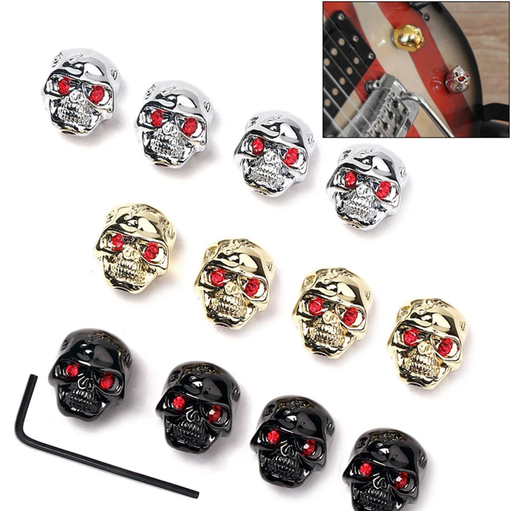 4 teile/satz 6mm Schädel Dome Ton Gitarre Volume Tone Knöpfe Potentiometer Control Knöpfe Für Elektrische Gitarre Bass – Detail 6