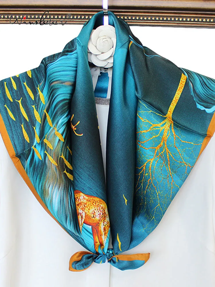 

Winsleter-Женский элегантный шарф из 100% натурального шелка, 65*65 см, принт, подарки для мамы, темпераментные высококачественные шарфы, новинка осени 202, A58342CC