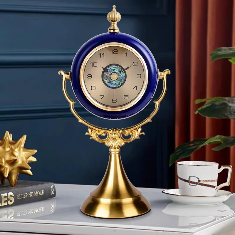 European-style desk clock household desktop clock ornament desktop light luxury decorative quartz clock