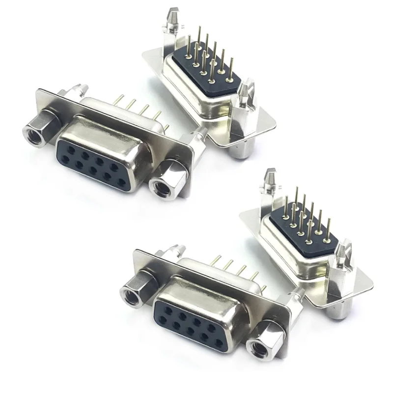 10PCS/5pairs DP9 Harpoon Straight Pin Male Female Plug D-SUB PCB Mounting Connector Black Adhesive Serial Port Socket