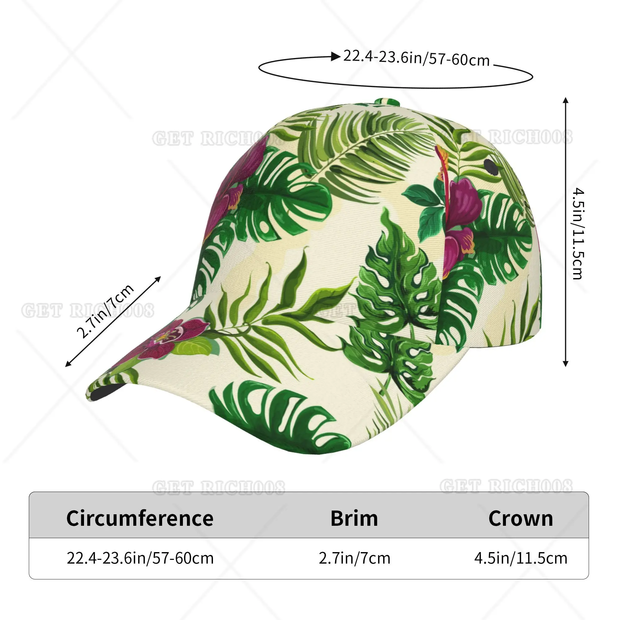 Hibiscus Hawaii Tropical Baseball Cap Print Men Women Adjustable Hat Sports Outdoor One Size Print All Seasons