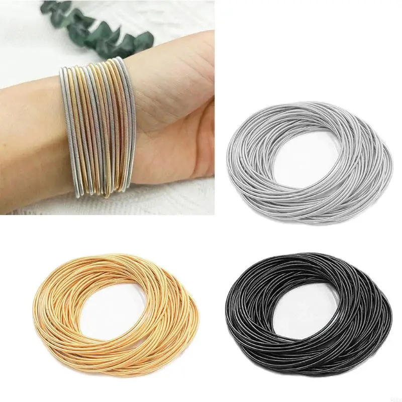 50 Pcs Beaded Gold-covered Spring Bracelet Diy Telescopic Carbon Steel Bracelet Elastic Non-Slip Bracelet Craft 55KA