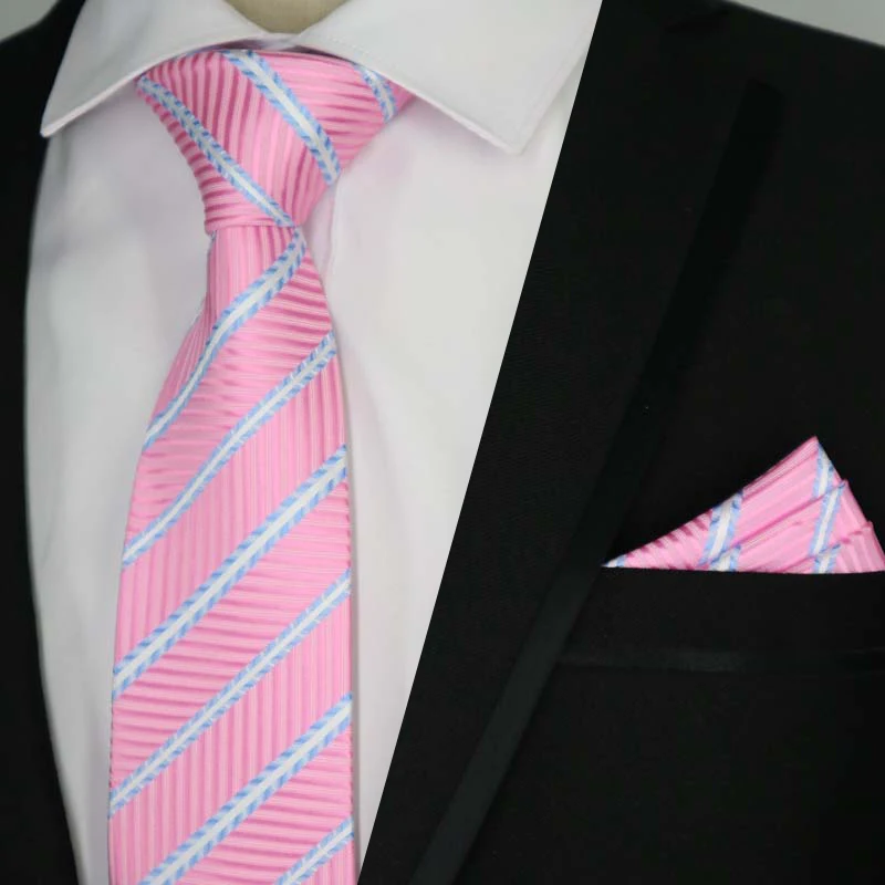 Conjunto de gravata de luxo 8cm dos homens gravata pescoço conjuntos para homem floral ponto listras cor rosa jacquard cravat gravata festa de negócios corbatas