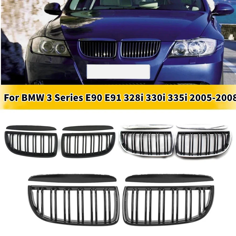 

For BMW 3 Series E90 E91 328i 330i 335i Pre-LCI 2005-2008 Car Dual Slat ABS Front Kidney Grille Hood Racing Grill Replacement