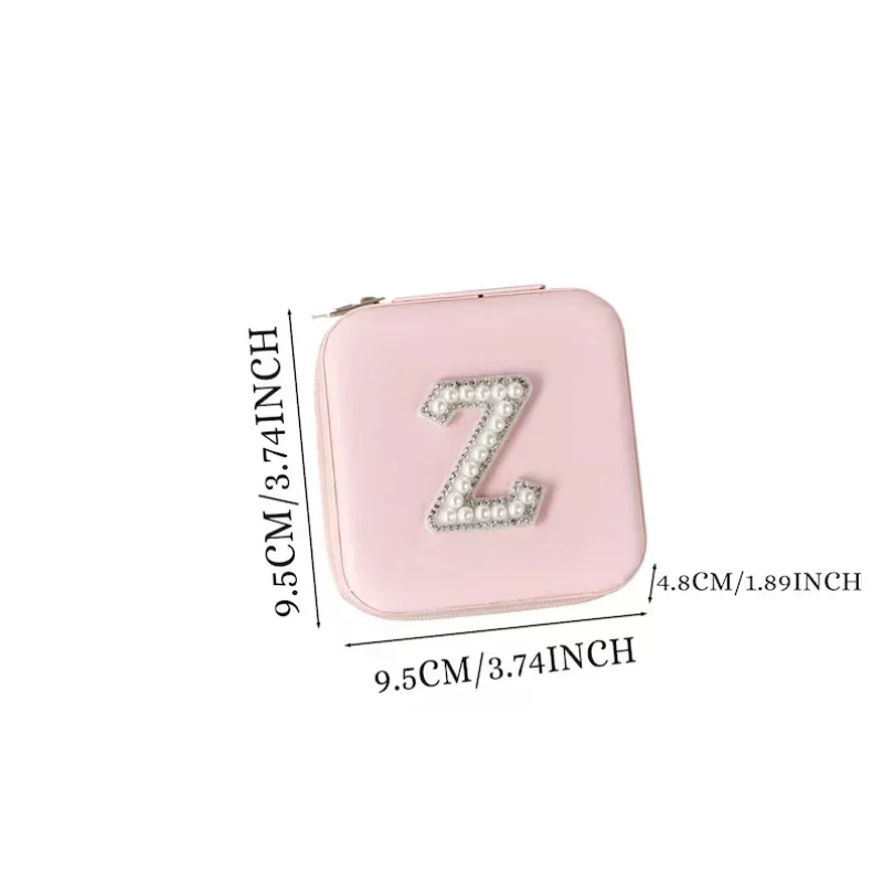 Personalized Initials Pearl Letter White Pink Travel Leather Jewelry Box for Bridesmaid Bride To Be Gift Wedding Gifts for Her