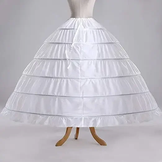 A-line Hoopless Petticoat Crinoline 6 Hoop สีขาว Underskirt Slips สําหรับชุดแต่งงาน