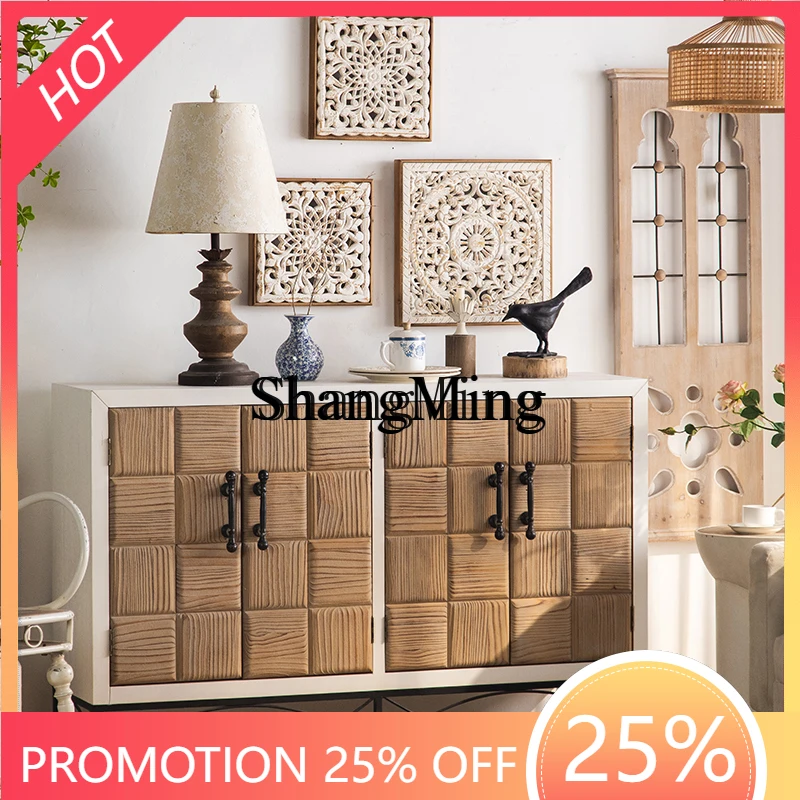 

CL Solid wood entrance Shoe cabinet Retro living room B & B storage Sofa side cabinet