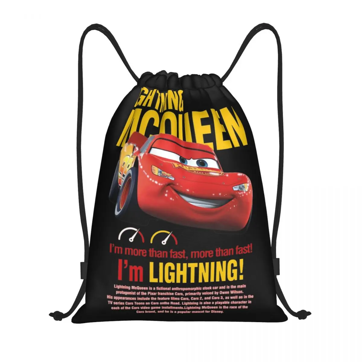 Lightning Mcqueen Cars Pixar Drawstring Backpack Sports Gym Sackpack String Bags for Hiking