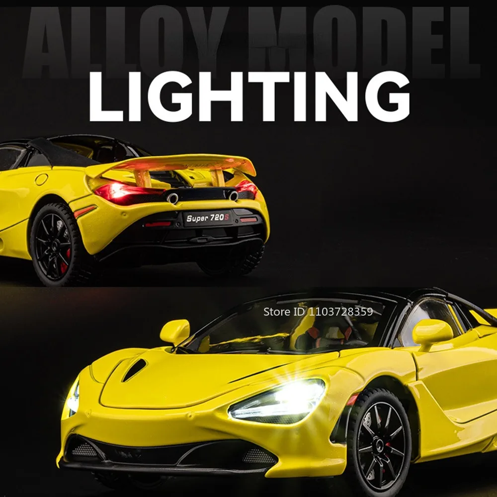 1:24 720S P1 alliage moulé sous pression modèle jouets voiture Absorption des chocs véhicules son lumière retirer portes voitures ouvertes enfants cadeau d'anniversaire