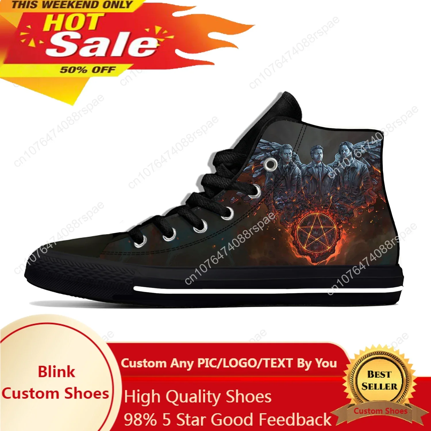 Supernatural Winchester Brothers Fashion Funny Casual Cloth Shoes High Top Lightweight Breathable 3D Print Men Women Sneakers