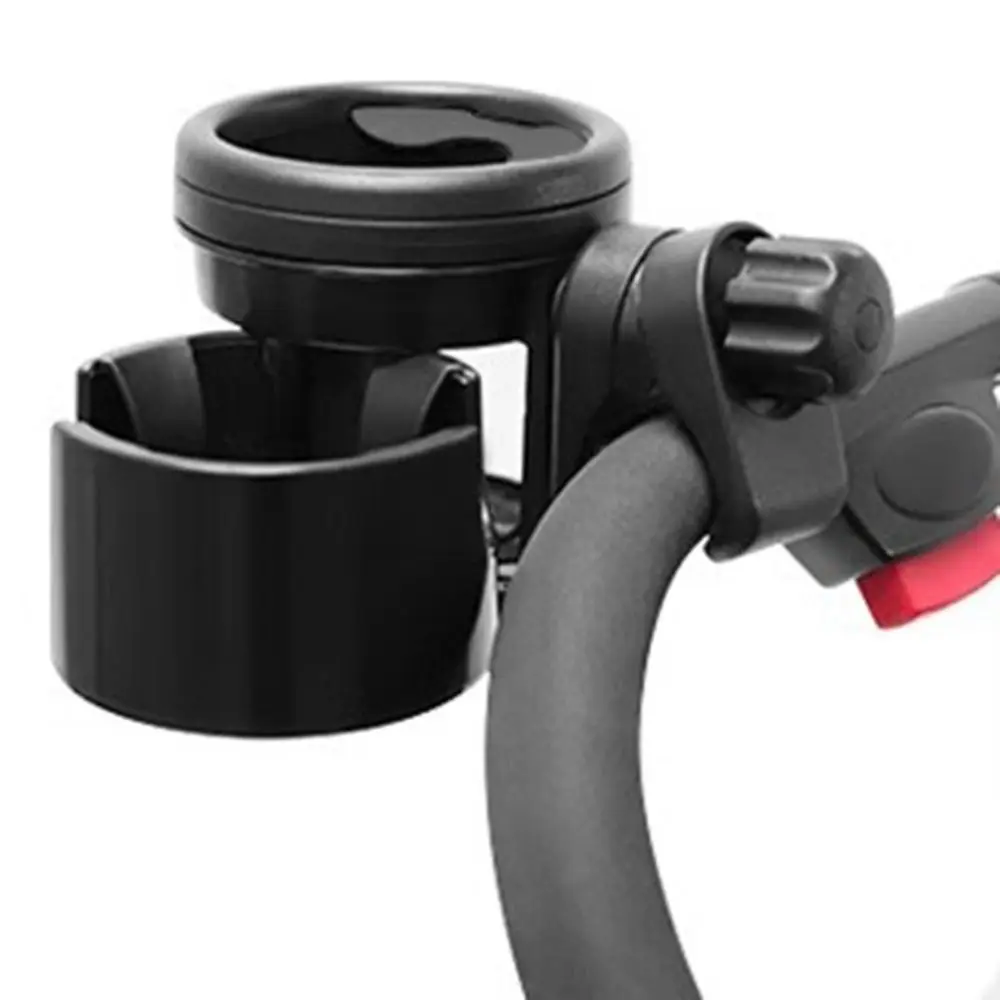 Portable Rotating 2 in 1 Stroller Cup Holder Universal Non-slip Mount Stroller Bottle Rack Black Trolley Drinks Holder Outdoor