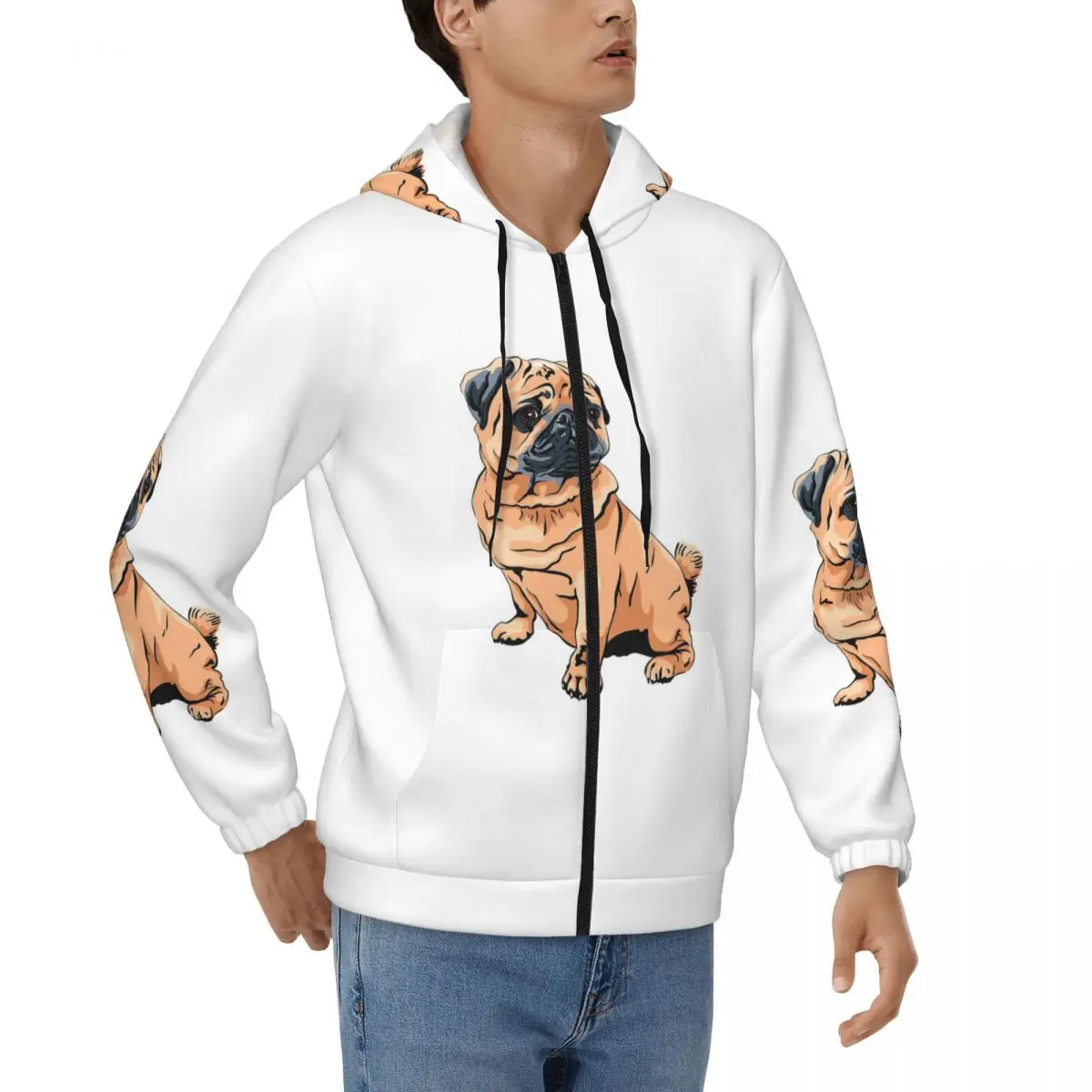 Pug Design For Pug Moms Or Other Dog Lovers Zipper Hoodie Hip Hop Pullover Autumn Winter Men Women Sweatshirts Long Sleeve Tops