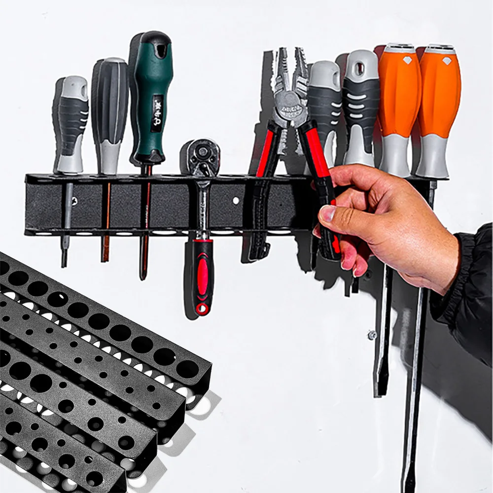 Organizador de Destornilladores y Alicates de Metal de 40 cm, Soporte de Pared para Herramientas con Ranuras para Herramientas, Ahorro de Espacio, Almacenamiento para Garaje o Taller