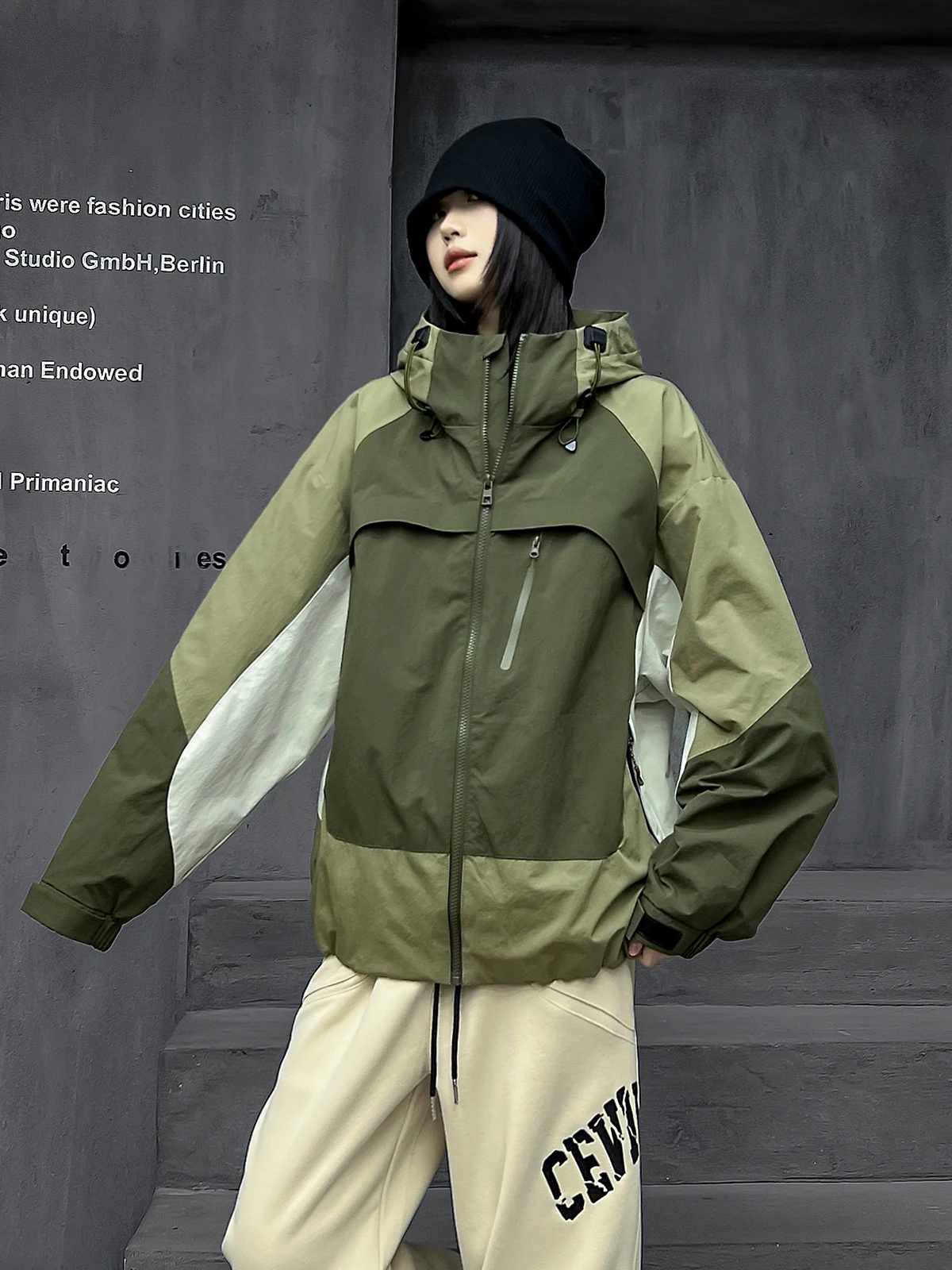 

Модная рабочая куртка M-Home для женщин, осень 2025, новая, с капюшоном, в уличном стиле, из полиэфирного волокна, на молнии