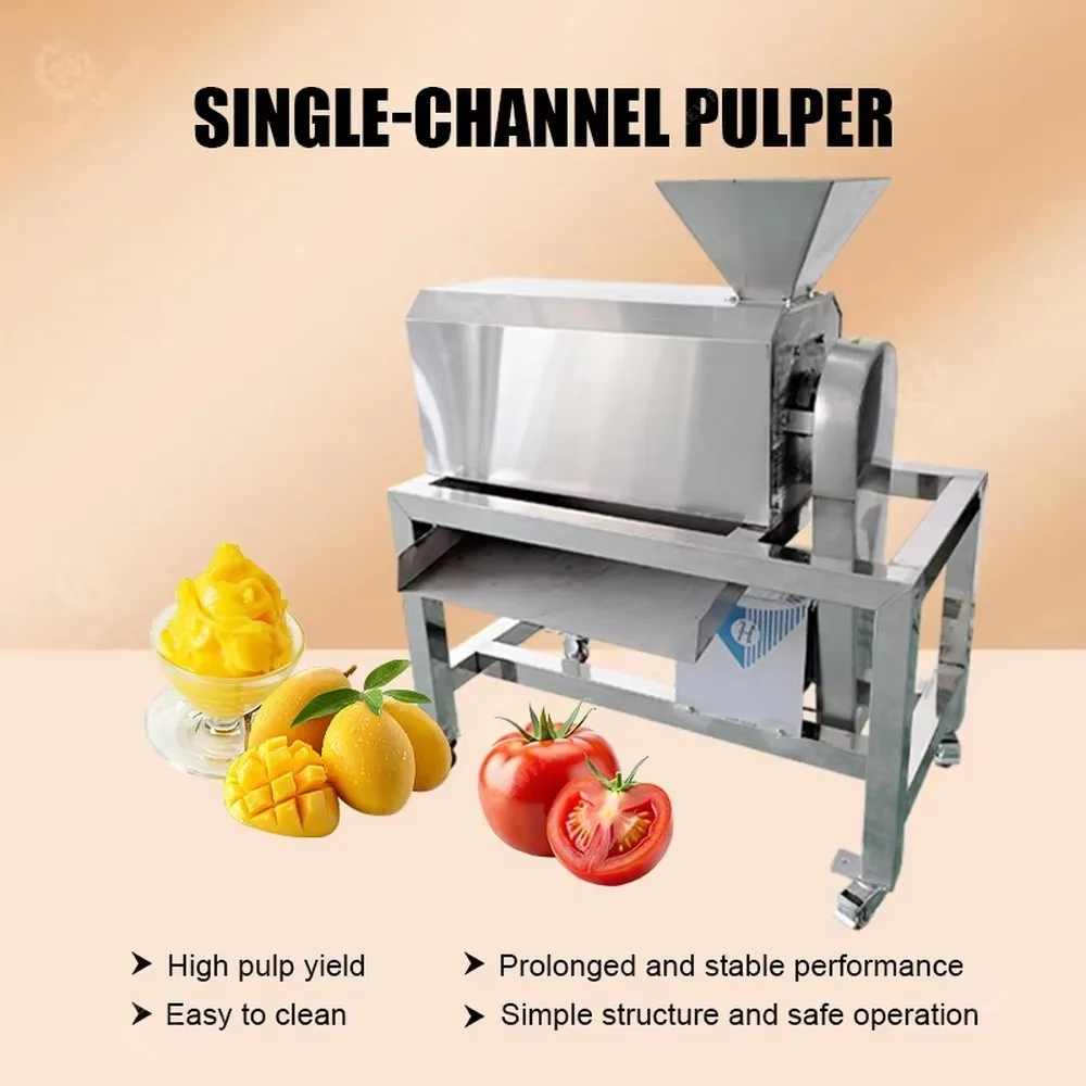 Industrial Tomato Pulper Machine 304 Stainless Steel Semi Automatic Fruit Pulping Production Line Single Channel