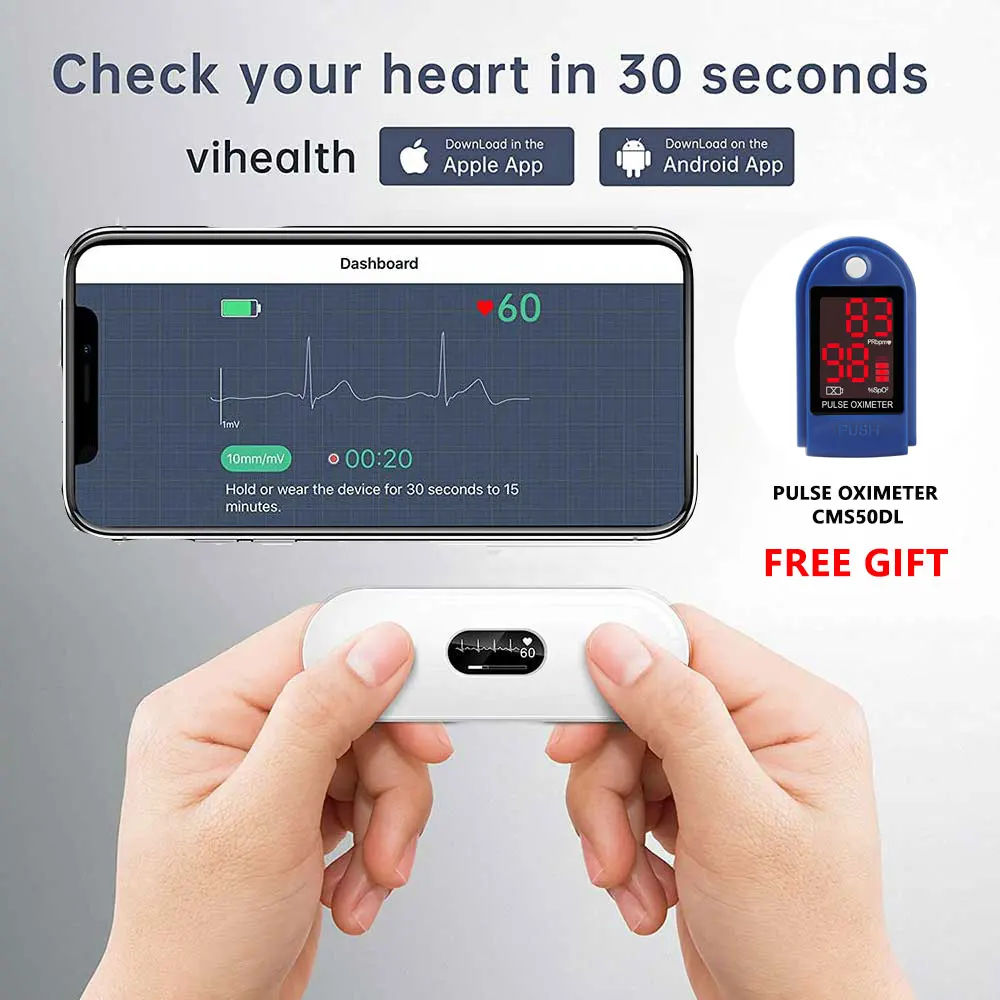 

Protable ECG Monitor Holter Bluetooth EKG Cardiaco Heart Monitoring Wearable Electrocardiograma Unlimited Data Storage Share