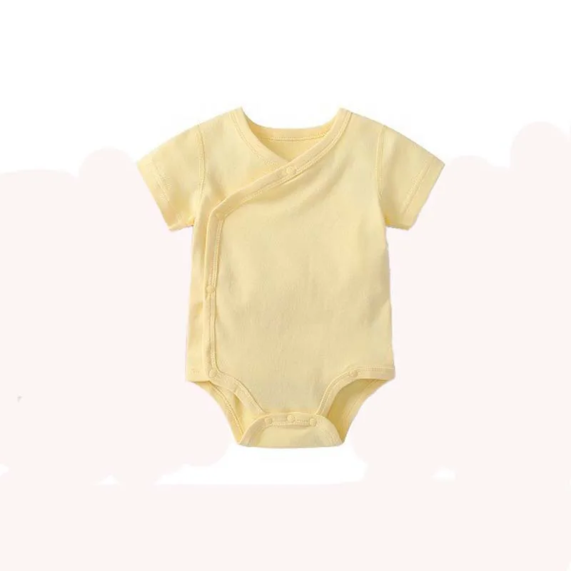 0-3 Months Newborn Baby Onesies Solid Color Cotton Bodysuit Slant Open Button Soft Infant Casual Bebe Clothes For Baby Boy Girl