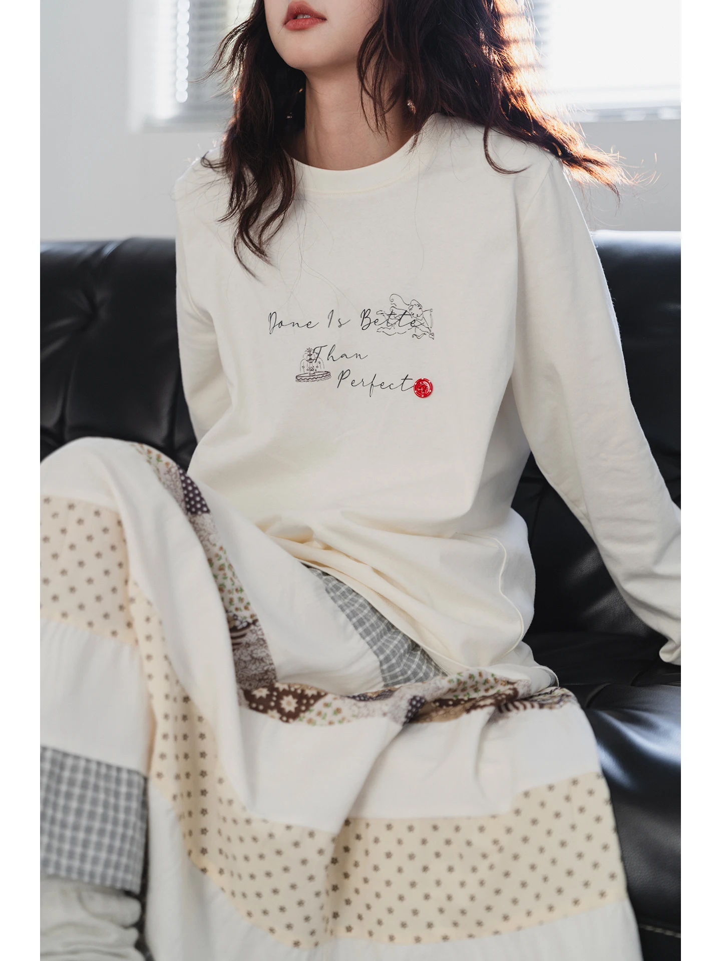 

Женская футболка Clean Fit Slimming Thin Long Sve T-shirt, удобная, дышащая, в корейском стиле, свободного кроя, из хлопка, для повседневной носки