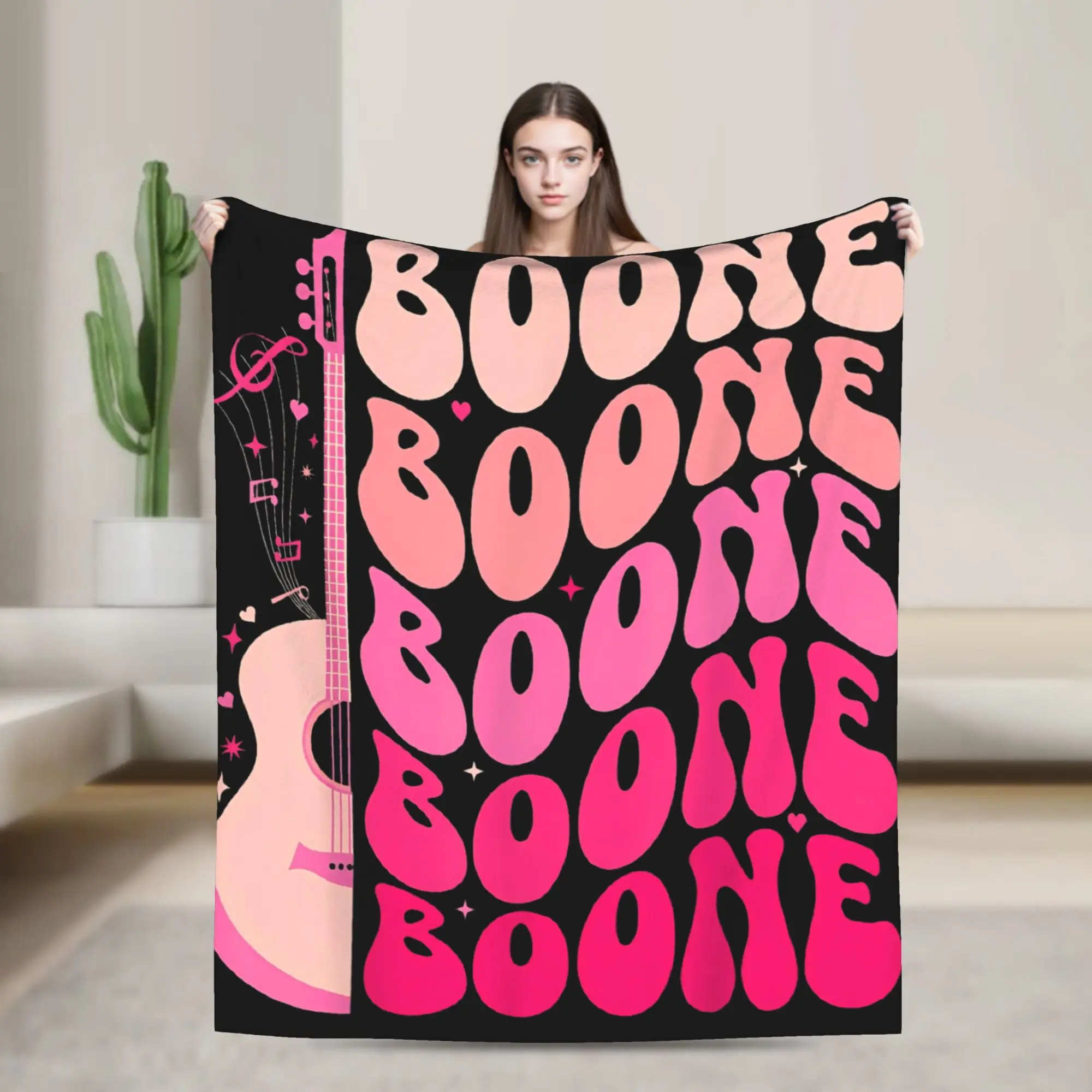 

Retro Boone Personalized First Name Boone Groovy 80's Flannel Blanket Novelty Throw Blanket for Bed Sofa Couch 150*125cm Quilt