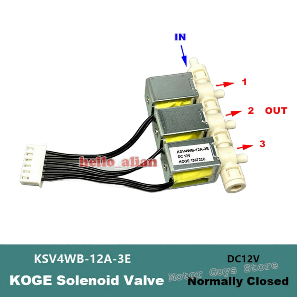 KOGE KSV4WB-12A DC 12V 4-position 3-way Mini DC Electric Solenoid Valve N/C Normally Closed Air Gas Flow Control Valve