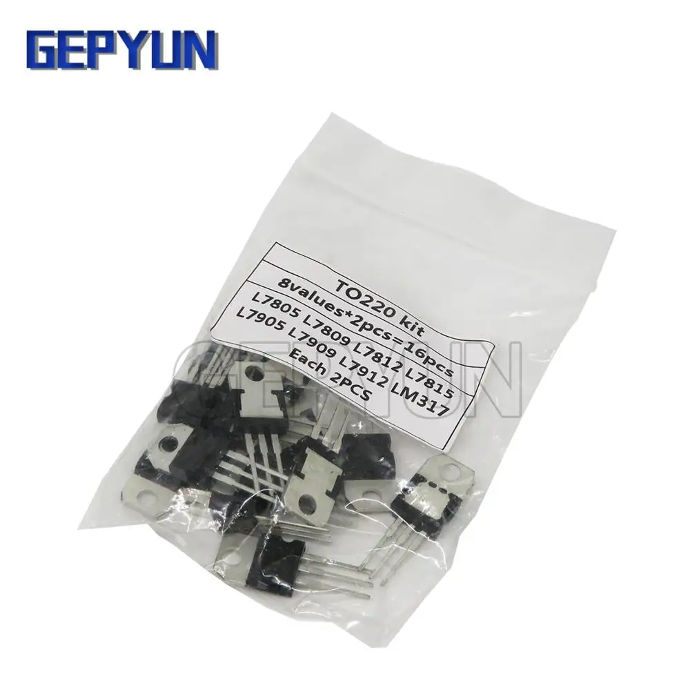 8value*2PCS=16PCS 7805 7809 7812 7815 7905 7909 LM317 L7912  LM317T TO-220 Transistor Assortment Kit Voltage Regulator