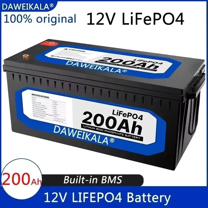 

2025 New 12V 200Ah LiFePO4 Battery Lithium Iron Phosphate Battery Built-in BMS for Solar Power System RV House Trolling Motor
