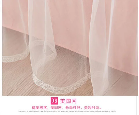 Koreanische Prinzessin Bett bezug 4 Stück Set einfarbige Rüschen Spitze Bett bezug und Kissen bezug für Mädchen Frau romantische Tages decke – Detail 8
